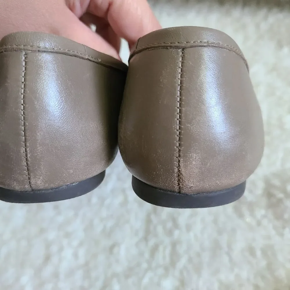 Tory Burch Lowell‎ Logo Leather Ballet Flats sz 7